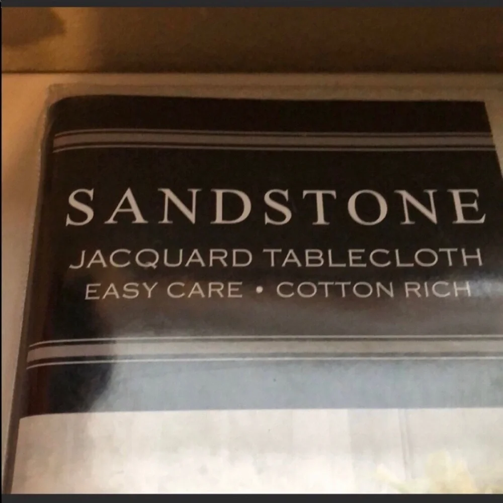 New Sandstone Jacquard 60”X104” Gray Oblong Cotton Blend Textured Tablecloth